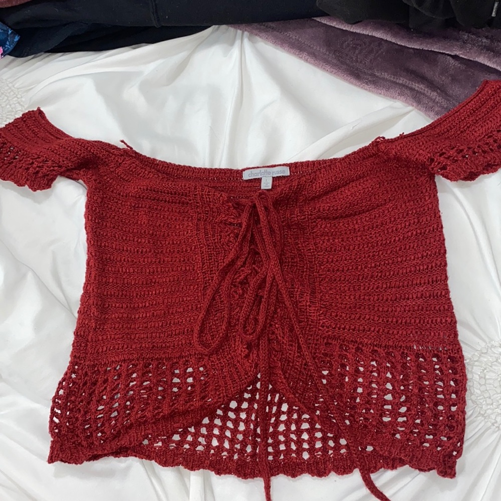 Crochet maroon crop top